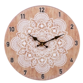 Reloj Pared Madera Mandala  30x30 cms