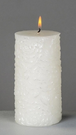 Cirio Rosas talladas Blanco 7x14 cms