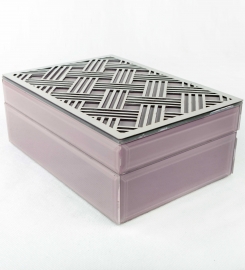 Caja Rectangular de espejo Rosa y Metal 20x8x14 cm