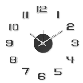 Reloj Adhesivo Negro y Plata 35x35 cms