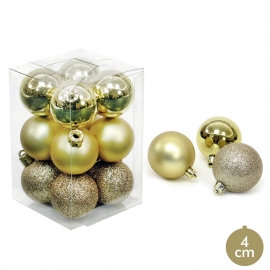 12 Bola Oro Decoración Navidad 4cm