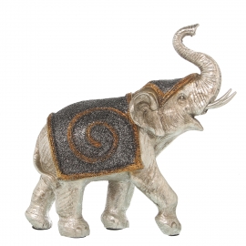 Figura Elefante Resina Plata 23x10x23cm