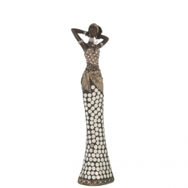 Figura Africana Resina 11,5x9,5x40,5cm