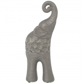 Figura Elefante Cerámica Plata 14x9x35cm
