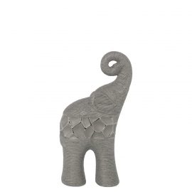 Figura Elefante Cerámica Plata 13x7x24cm