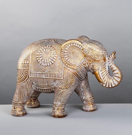Elefante India Blanco Oro 40x18x29cm