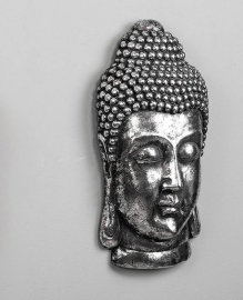 Busto Buda Pared Plata Vieja 24x9x46cm