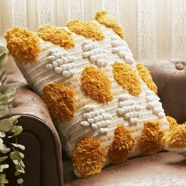 Cojín Crochet Cenefa Mostaza 45x45cm
