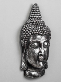 Busto Buda Pared Plata Vieja 24x10x52cm
