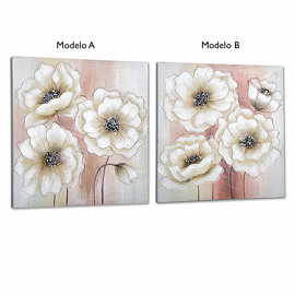 Cuadro 50x50cm Flores Amapolas Blancas