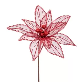 Flor Poinsetia Tejido Rojo 25x65cm