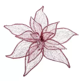 Poinsettia con Clip Organza Rojo 30 cm