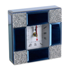 Reloj espejos azules 15x15x4cm esquinas brillo