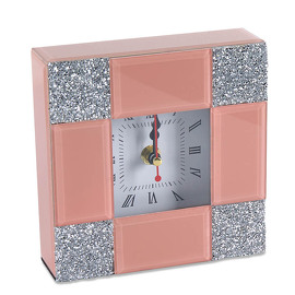 Reloj 15x15x4cm Rosa Esquina Brillo