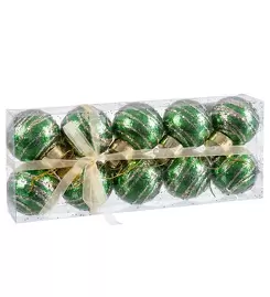 Set 10 Bolas Mod. Nácar Verde/Oro de Plástico