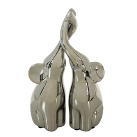 Set de 2 Figuras de Cerámica Elefantes Plata