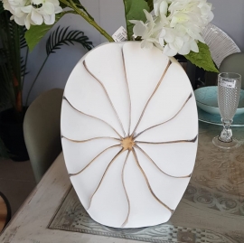 Jarrón cerámica nórdico oval 38x25x8 cm